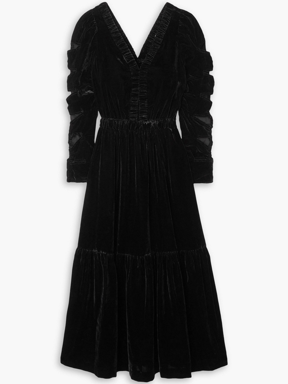 Sea New York Mayde Velvet Cut Out Midi Dress Size 0 Black